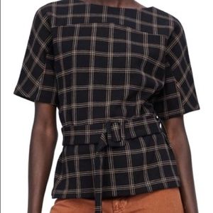 Zara plaid belted top